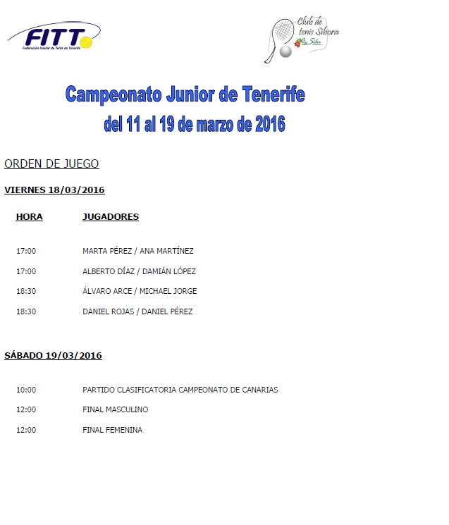 Semis y Finales del C. Júnior de Tenerife