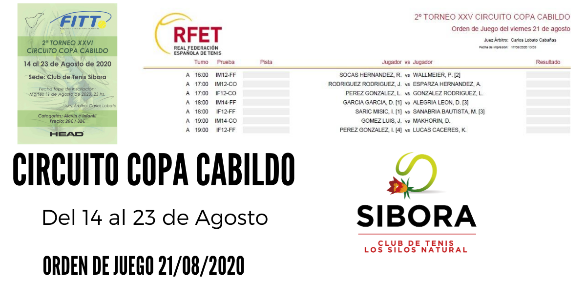 ORDEN DE JUEGO 21 DE AGOSTO